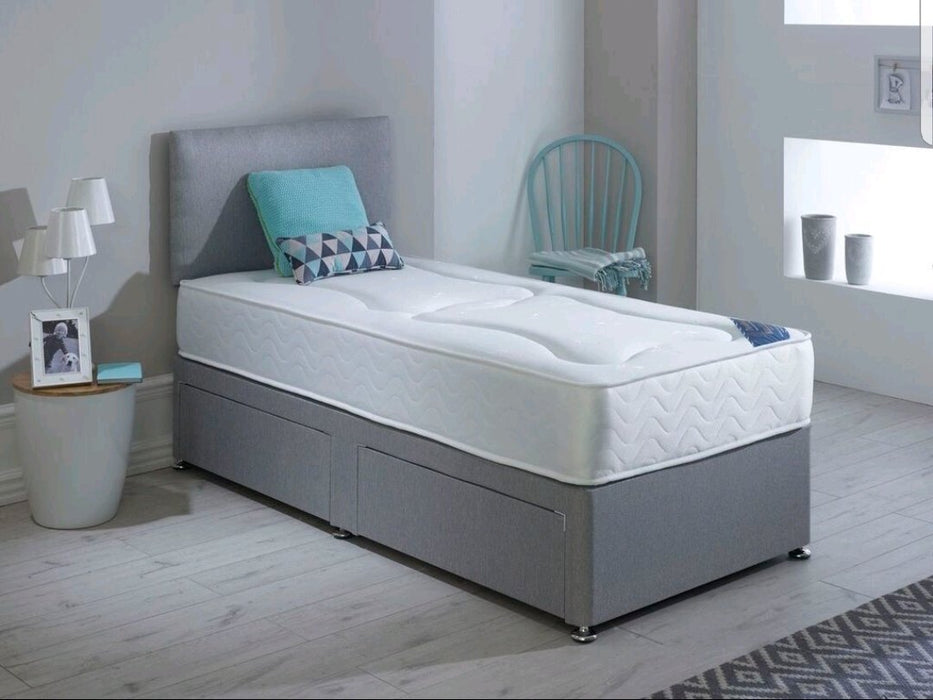 bedroom with a Dura Beds Roma divan bed and orthopaedic mattress