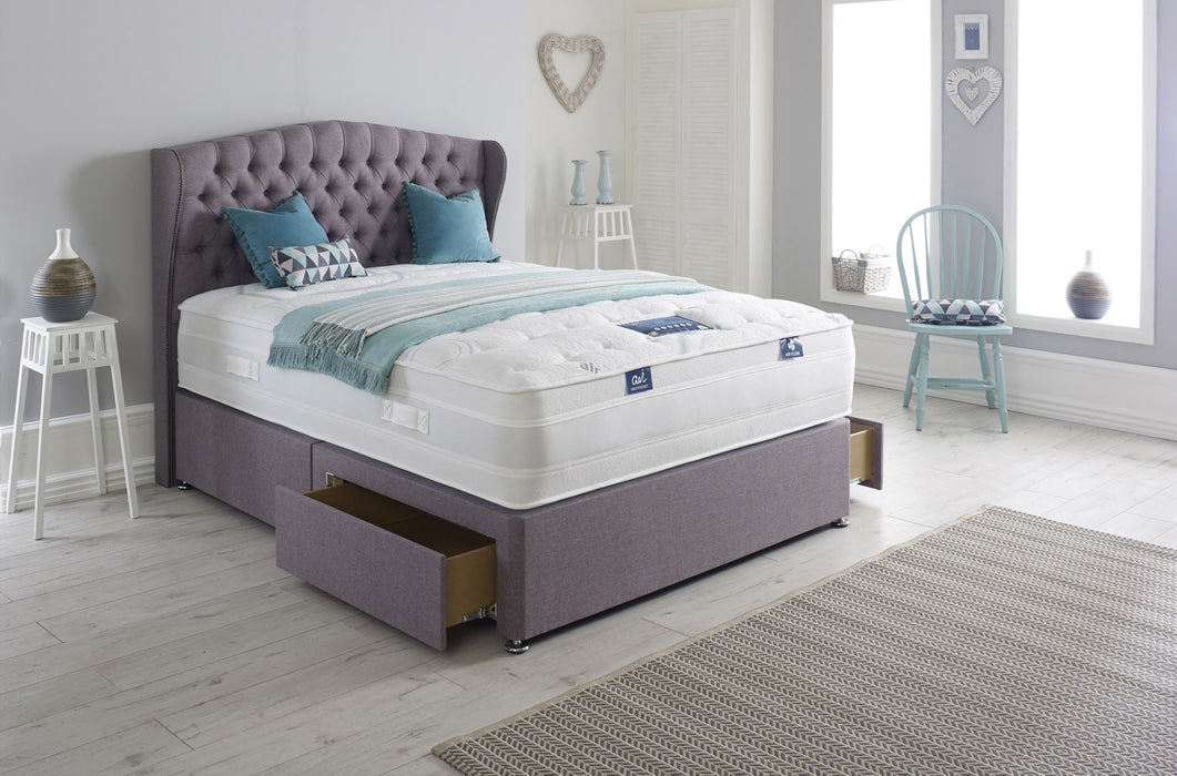 divan bed base with two drawers and a cool gel mattress