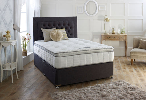 Caliari pillow top, pocket sprung mattress on a divan bed frame