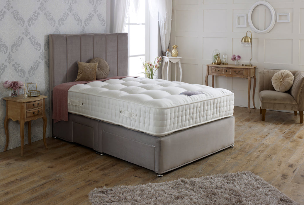 1,000 pocket sprung mattress on a divan bed base in a bedroom
