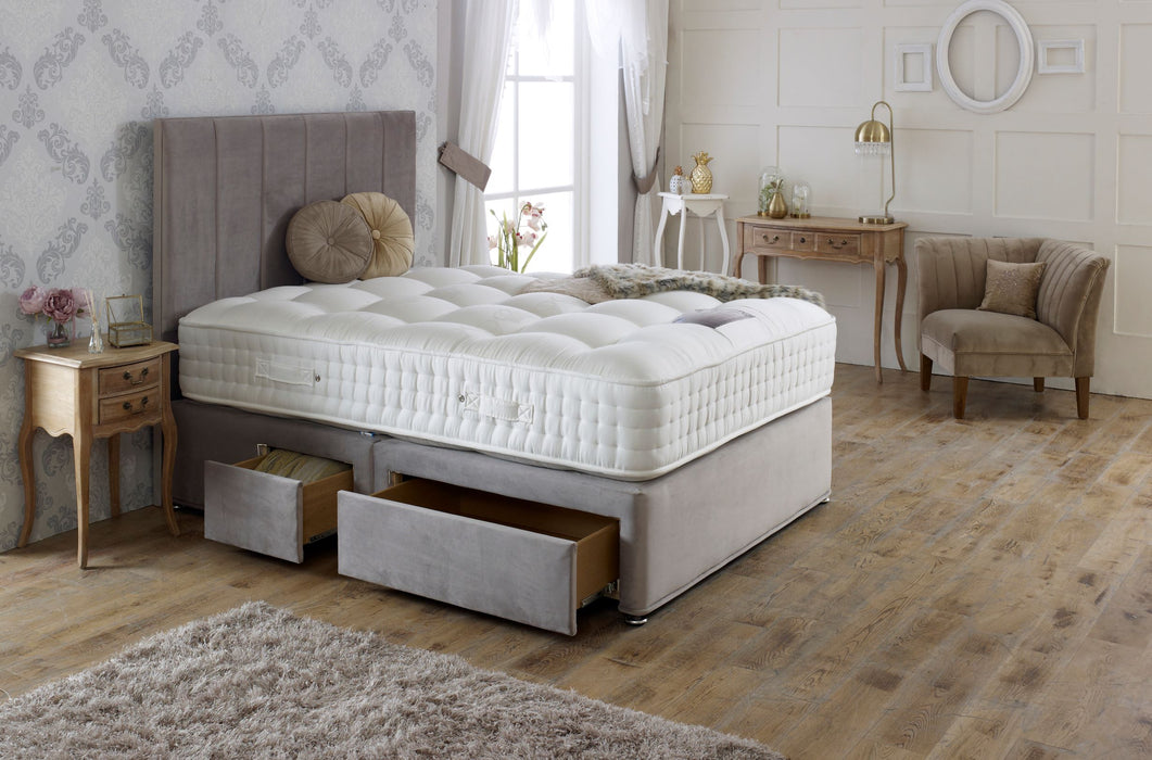 3,000 pocket sprung mattress on two drawer divan bed