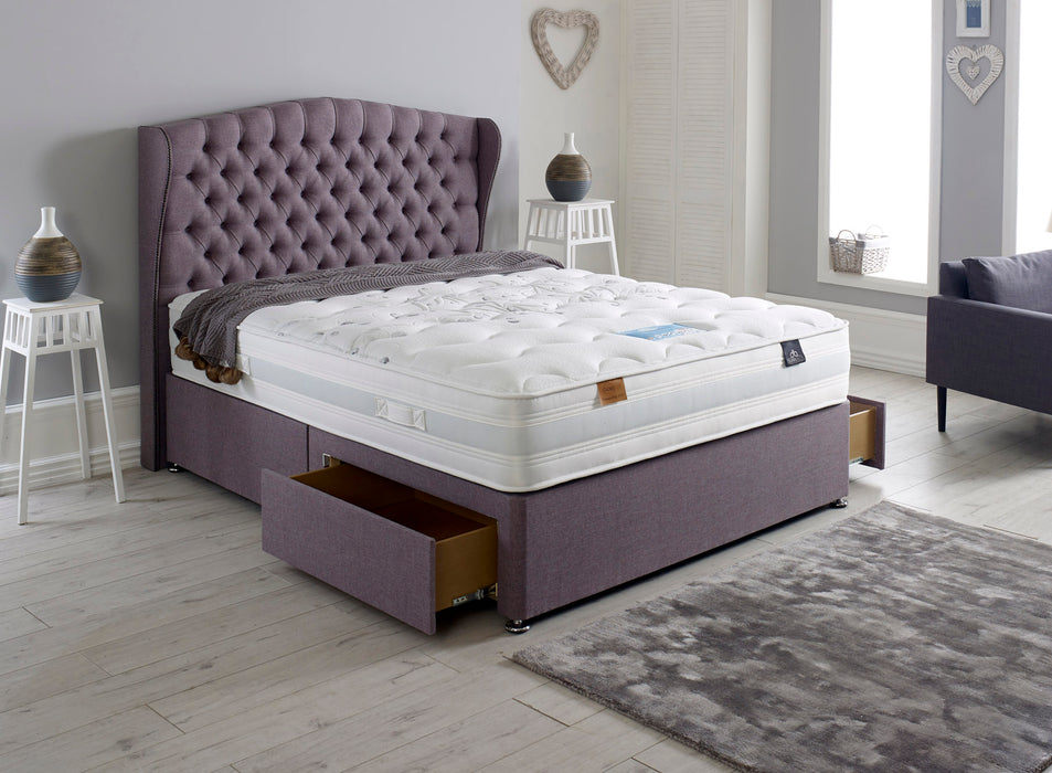 Cloud Lite® Tranquillity foam pocket sprung mattress and divan bed with open drawers